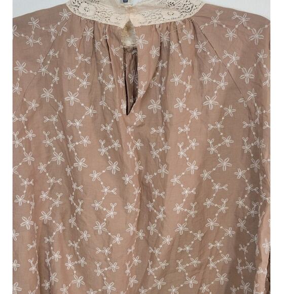 Zara Shirt Womens Medium Long Sleeve Lace Embroidered Flowers Cottagecore Boho - Picture 5 of 9